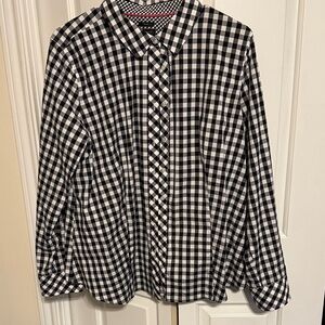 Talbots Black and White Checkered Button Down Shirt